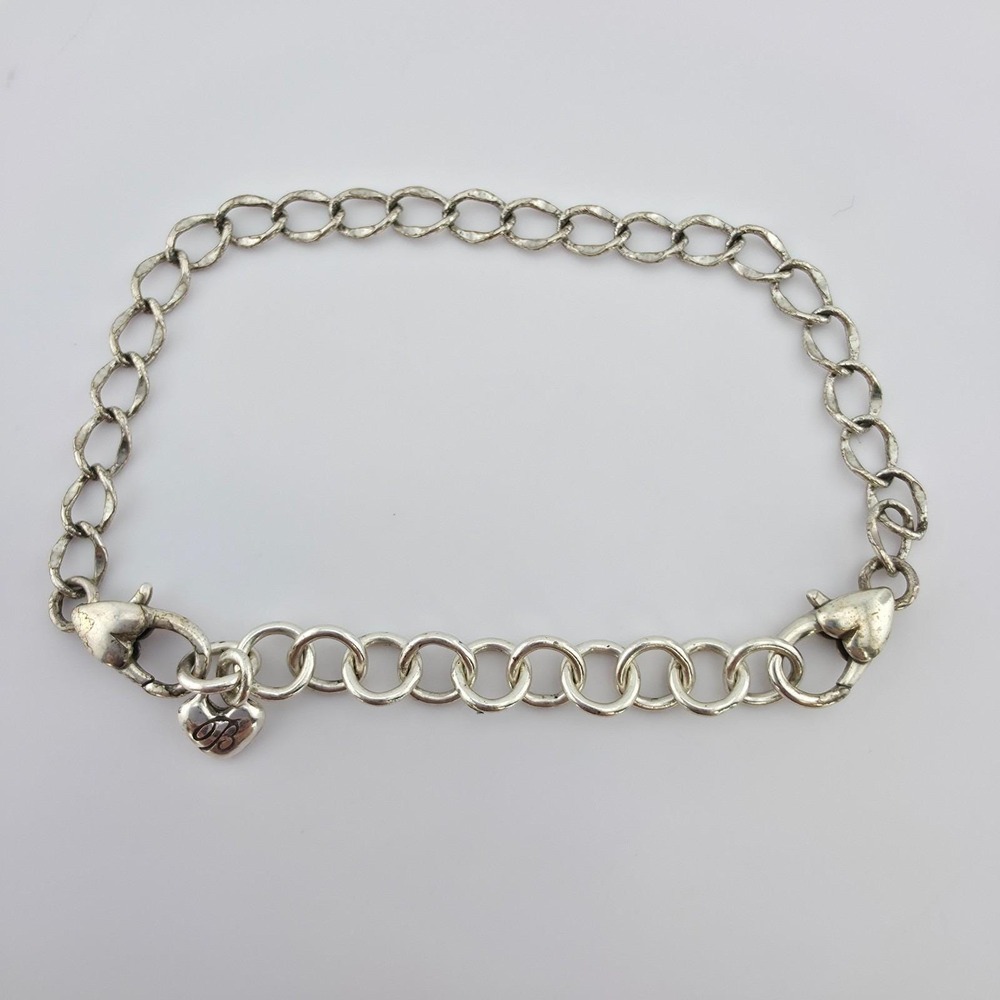 BRIGHTON 'Luxe Link' Add A Charm Bracelet  With Extender Silver Plate 7.75"